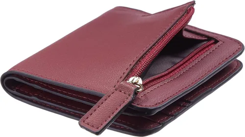 Vista 7 de Gostwo - Cartera compacta de piel genuina de lujo para mujer con bloqueo de RFID y ventana de identificación
