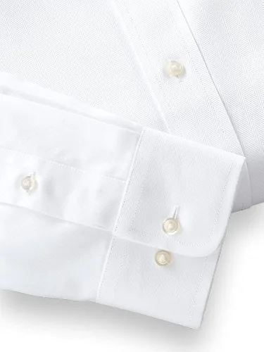 Vista 4 de Paul Fredrick Camisa de vestir de espiga de color sólido sin planchado ajuste a medida para hombre
