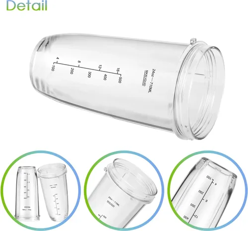 Vista 13 de Piezas de repuesto para licuadora Ninja, vasos de licuadora Ninja de 24 onzas con tapas para llevar, hoja extractora de 7 aletas, compatible