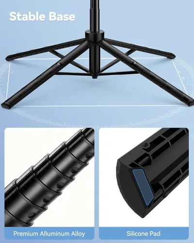 Vista 12 de TECKNET Trípode de teléfono de 71 pulgadas y palo para selfie, soporte de trípode portátil extensible para teléfono celular con control remoto
