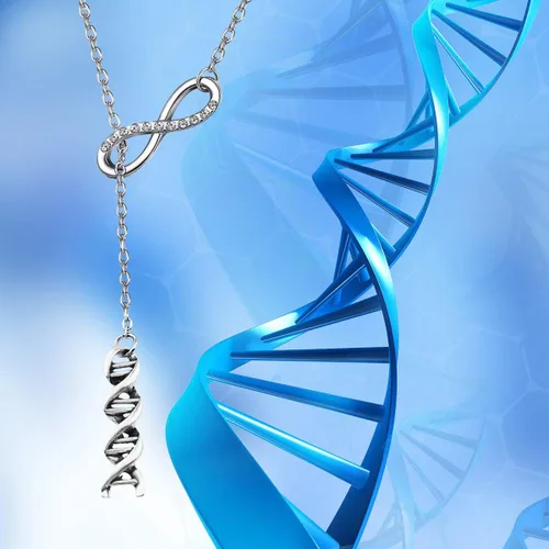 Vista 4 de FUTOP Science Gift Biologist Science Jewelry - Collar con microscopio de ADN y Lariat y regalo para científicos, químicos