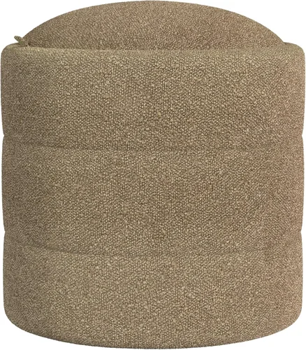 Vista 21 de HomePop Otomana redonda tapizada de piel sintética (sin tapa, solo asiento) HomePop Decoración para el hogar Pouf redondo para reposapiés – Piel