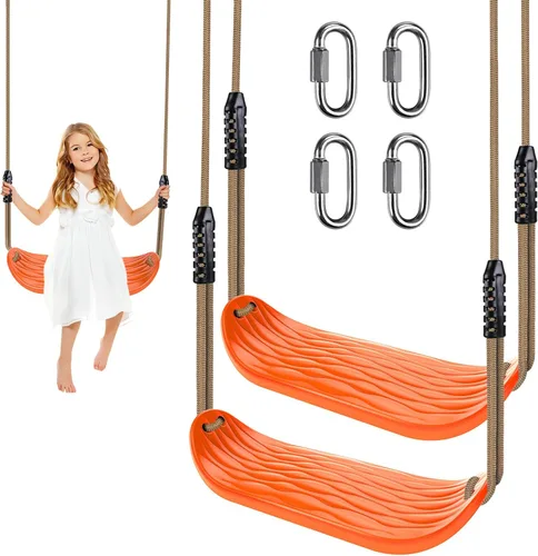 Vista 14 de BeneLabel Asiento de columpio resistente con cuerda ajustable, asientos de columpio de plástico para niños, asiento de columpio negro de repuesto
