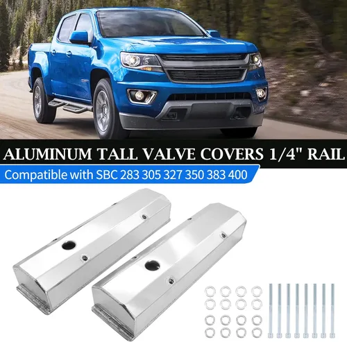 Vista 7 de Cubiertas altas de aluminio anodizado transparente para válvulas de 1/4" riel compatible con SBC Che-vy 283 305 327 350 383 400