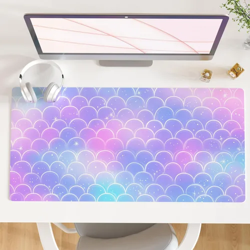 Vista 22 de Qiyi Alfombrilla de escritorio, grande, de mouse, vía láctea, decoración, piel sintética impermeable, protector para oficina, hogar, trabajo