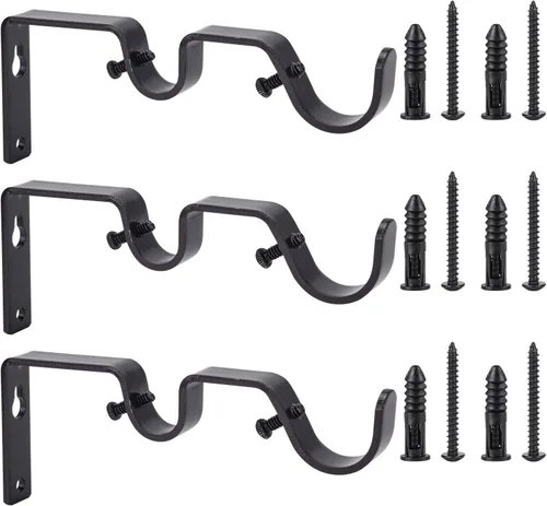 Vista 9 de Ycolnaefllr Juego de 3 soportes dobles dorados, soportes para barra de cortina dobles resistentes, soportes para colgar barra de cortina de 1 y 0.7