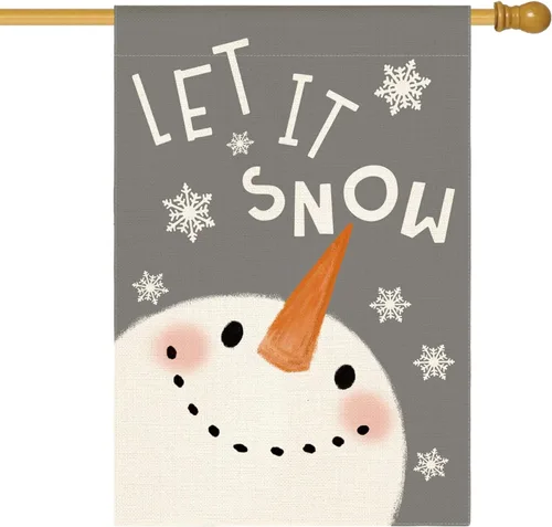Vista 8 de AVOIN colorlife Azul Deja Que Nieve Muñeco de Nieve Copo de Nieve Bandera de Jardín 12 x 18 Pulgadas de Doble Cara, Bandera Decorativa de Navidad