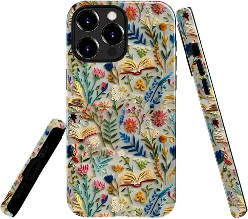 Vista 13 de Funda TnXee Compatible con iPhone 11, Funda Híbrida Brillante de 2 Capas para Prevenir Caídas para Niñas y Niños, Aspecto Bonito con Flores Salvajes