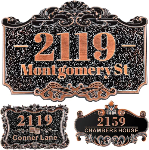 Vista 40 de Letrero de dirección fundido personalizado con número de casa, placa de dirección de casa de 12 pulgadas, letrero de número de Steet House