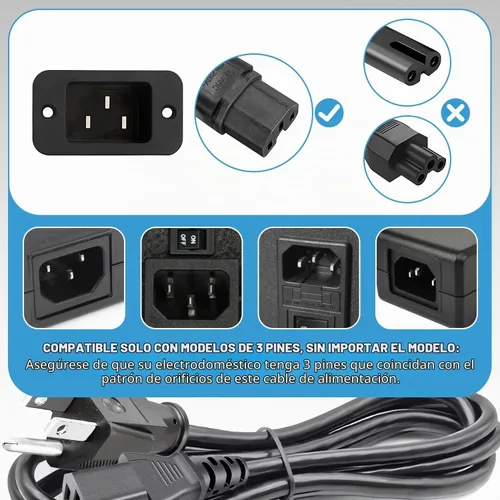 Vista 3 de HASMX Cable de alimentación de 3 clavijas de 36 pulgadas para olla instantánea Instapot IP-DUO60 V2 V3 Duo Plus, pieza de olla a presión