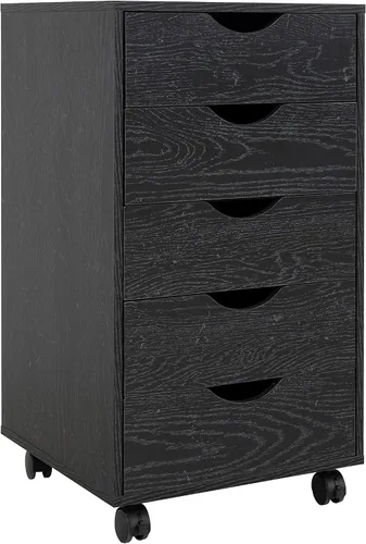 Vista 13 de Naomi Home Archivador de oficina con ruedas para debajo del escritorio, con 5 cajones y gabinete de almacenamiento lateral, organizador móvil