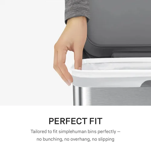 Vista 2 de simplehuman Code Q - Paquete de 40 dispensadores de forros personalizados, bolsas de basura con cordón, 50-65 litros/13-17 galones, color blanco