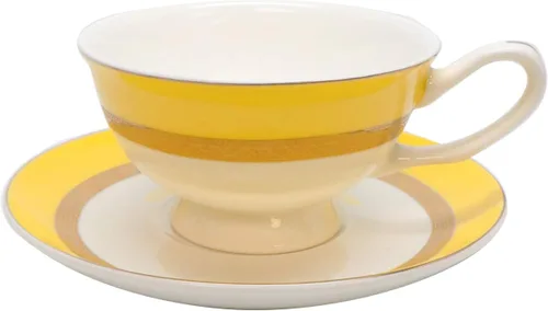 Vista 3 de Royalty Porcelain - Juego de vajilla de 20 piezas, color amarillo de lujo, porcelana prémium