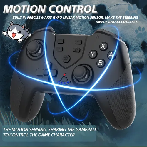 Vista 3 de TERIOS Controlador inalámbrico Pro compatible con Switch Switch Lite Joypad prémium para videojuegos 3 niveles de velocidad turbo intensidad
