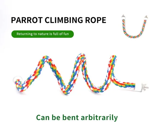 Vista 4 de Perca para pájaros, perca de cuerda para pájaros y percha de cuerda, perchas para pájaros para jaula, perca de cuerda para conures, loros, cacatúa