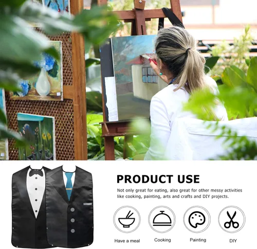 Vista 5 de EXCEART - Babero para adultos con pajarita 3D, reutilizable, impermeable, protector de babero para tiempo de comida, delantal de ayuda impermeable