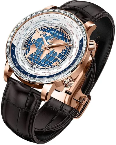 Vista 2 de Agelocer Reloj mecánico automático azul para hombre, de lujo, de acero inoxidable, con correa de cuero