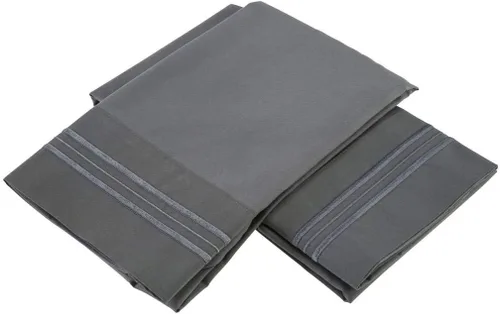 Vista 2 de Clara Clark A Premier 1800 Collection - Juego de sábanas de 6 piezas con fundas de almohada adicionales, tamaño Queen, gris piedra carbón