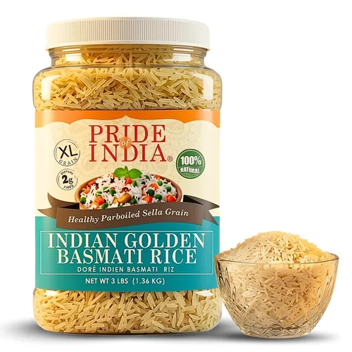 Vista 9 de Pride Of India - Paquete de 6 - Arroz Basmati Extra Largo Marrón - Grano Saludable Naturalmente Envejecido, Frasco de 1.5 Libras