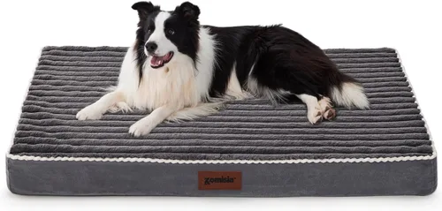 Vista 9 de ZOMISIA Cama Ortopédica para Perrera para Perros de Tamaño Grande - Cama Impermeable para Cachorros para Perrera de 36 Pulgadas con Funda de Pana
