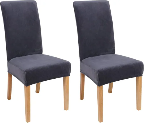 Vista 64 de smiry - Fundas para sillas de comedor de terciopelo elástico y suave, extraíbles, Terciopelo, Beige