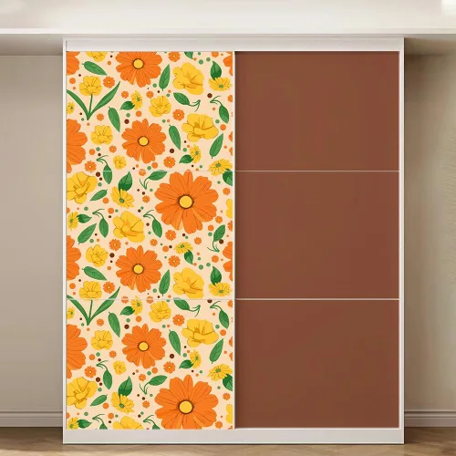 Vista 5 de Papel Tapiz Floral Vintage Despegar y Pegar Amarillo Flores Brillantes Autoadhesivo Removible Papel Tapiz Calcomanías de Pared para Hogar Dormitorio