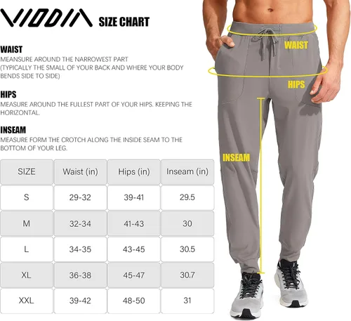 Vista 7 de Viodia Men's Joggers with Zipper Pockets Athletic Running Track Sweatpants for Men Workout Traning Gym Pants