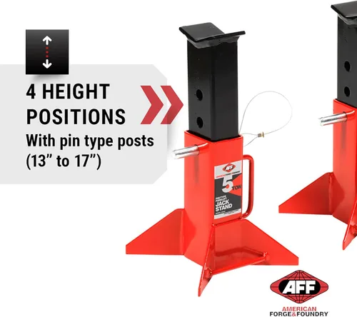 Vista 5 de AFF Soportes de gato tipo pin resistentes, capacidad de 5 toneladas (10,000 libras), 1 par, 3305A
