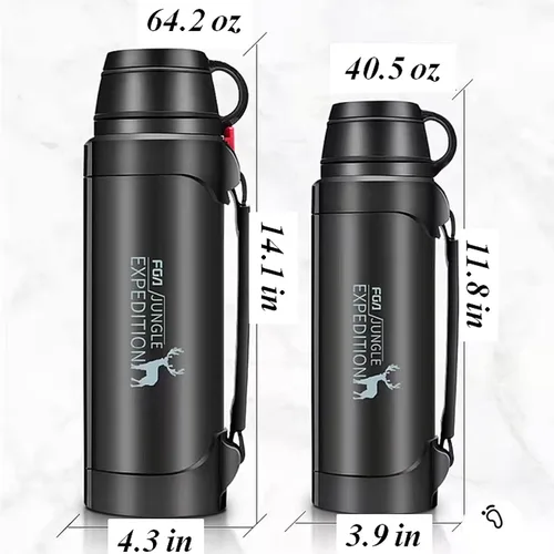 Vista 2 de Botella de vacío de acero inoxidable, hervidor portátil aislado para bebidas calientes y frías, taza de café de viaje portátil para automóvil