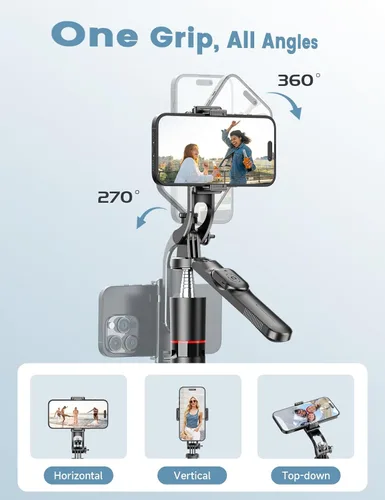 Vista 6 de Trípode para selfie stick de 67 pulgadas con luz, soporte de teléfono básico para iPhone y Samsung, trípode extensible todo en uno con control