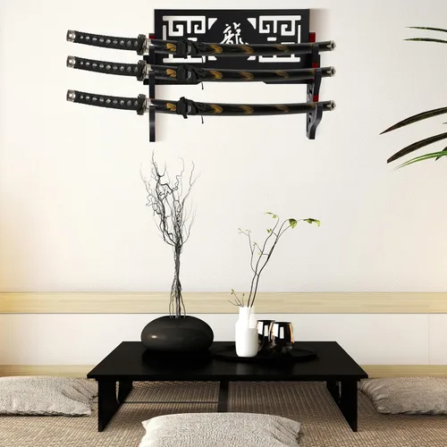 Vista 5 de Barydat Soporte de pared para katana, soporte para espada samurái, soporte para colgar espada japonesa Wakizashi, colección de pasatiempos