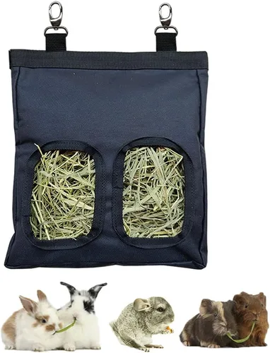 Vista 12 de RIOUSSI Comedero de heno para conejillos de indias, bolsa de alimentación Azul (Blueflower)