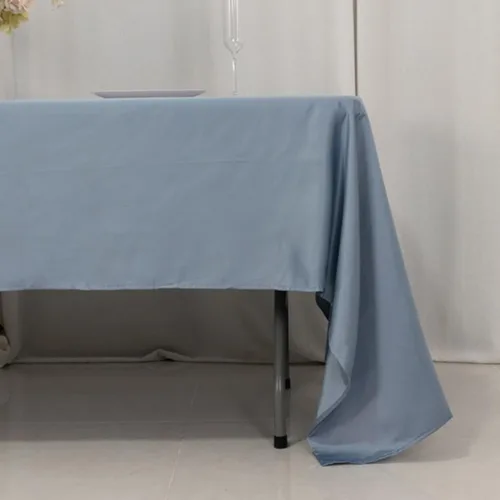 Vista 2 de Efavormart - Mantel rectangular de satén sin costuras, color azul polvoriento, 60 x 126 pulgadas Azul empolvado
