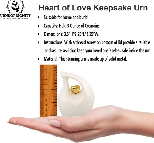 Vista 7 de Urna de recuerdo personalizada para cenizas humanas – Urna conmemorativa de diseño de corazón, pequeña urna de cremación, urna funeraria