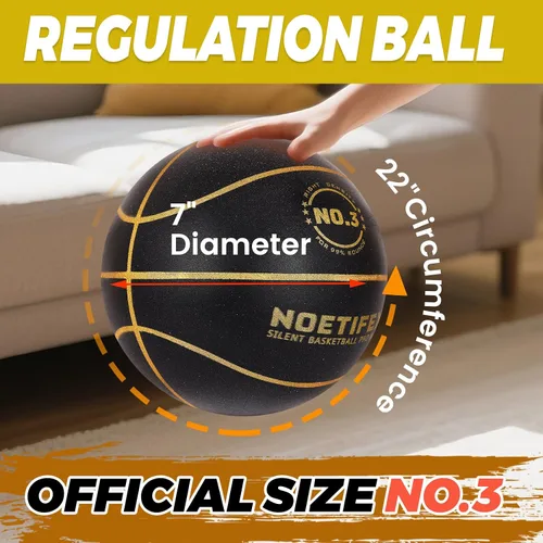 Vista 8 de Balón de baloncesto silencioso con peso de 580g mejorado, balón de entrenamiento interior de alta densidad y silencioso con caja de regalo