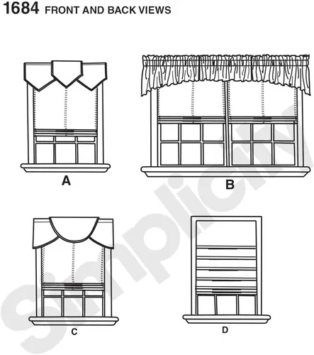 Vista 2 de Simplicity Patrón de costura de persianas y cenefas romanas 1684, se adapta a ventanas de 35 y 40 pulgadas de ancho