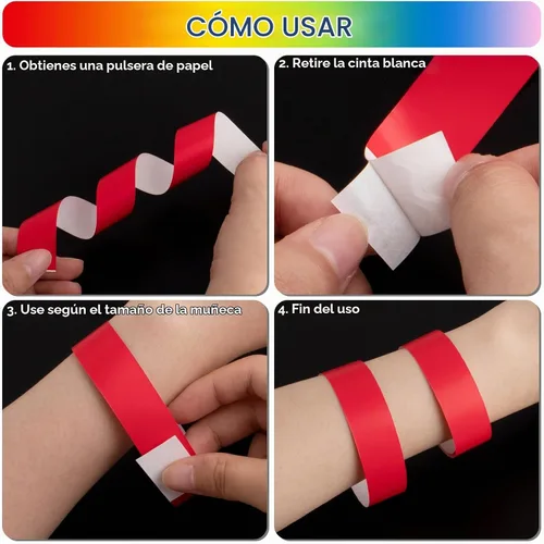 Vista 4 de 2400 pulseras de papel de plástico para eventos, pulseras de papel de colores, bandas de identificación para eventos (multicolor)