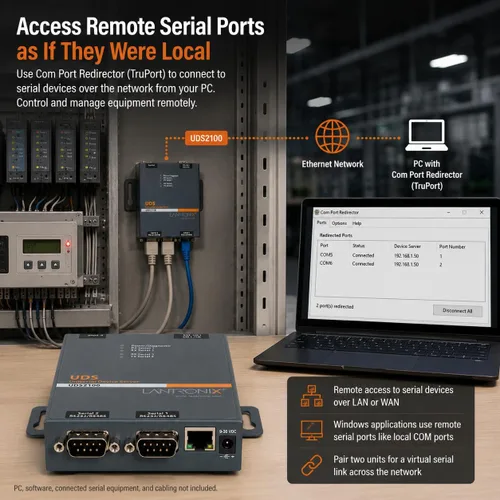 Vista 8 de Lantronix Servidor de dispositivos UDS1100/UDS2100 - Servidor de dispositivos serie a Ethernet de 1 o 2 puertos, RS-232/422/485, Ethernet 10/100