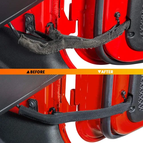 Vista 4 de Savadicar Correas limitadoras de puerta con control de balanceo para Jeep Wrangler JK JKU 2/4 puertas 2007-2018, con arnés protector de alambre