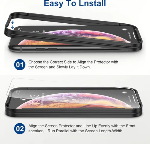 Vista 7 de ImpactStrong Protector de pantalla de vidrio templado inastillable para iPhone 11 Pro/iPhone XS/iPhone X, marco de fácil instalación, sin burbujas