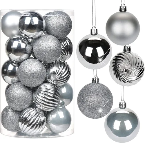 Vista 33 de Adornos de bolas de Navidad negras de 2.36 pulgadas, 25 piezas inastillables, set de adornos de Navidad, bolas de Halloween, adorno negro para árbol