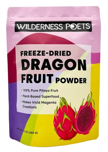 Vista 11 de Wilderness Poets Polvo de fruta de dragón liofilizado - Pitahaya rosa (32 onzas)