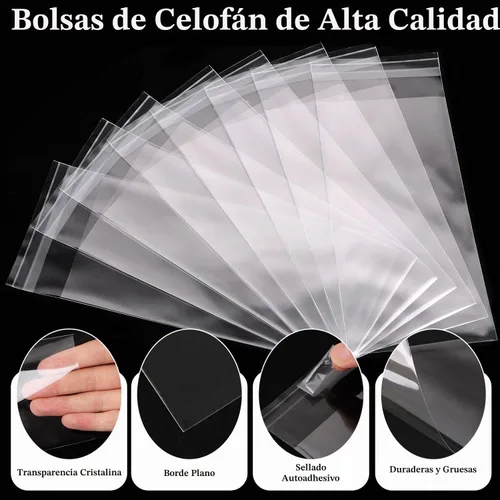 Vista 4 de LOMIMOS 200 cajas de dinero para tartas, bolsa transparente de celofán resellable, bolsa de embalaje de plástico transparente autosellante