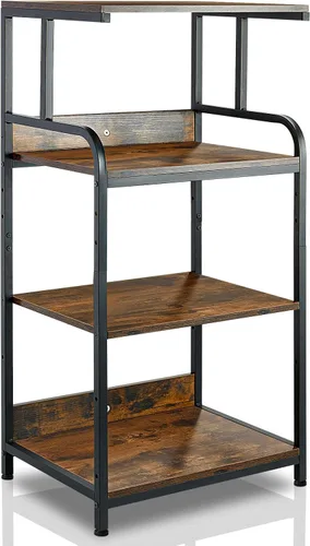 Vista 7 de Soporte de impresora de 4 niveles con ruedas, mesa de impresora multiusos, estante de almacenamiento de oficina y hogar, soporte de impresora Negro