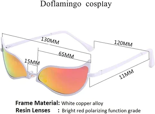 Vista 7 de Doflamingo Gafas de sol Doflamingo Anime Don Flamingo polarizadas gafas para hombresmujeres Joker Cosplay Accesorios 100% Anti UV400, Rojo