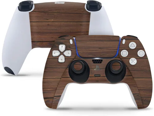 Vista 5 de PS5 - Adhesivo vinal de madera para consola de discos y 2 fundas para controladores
