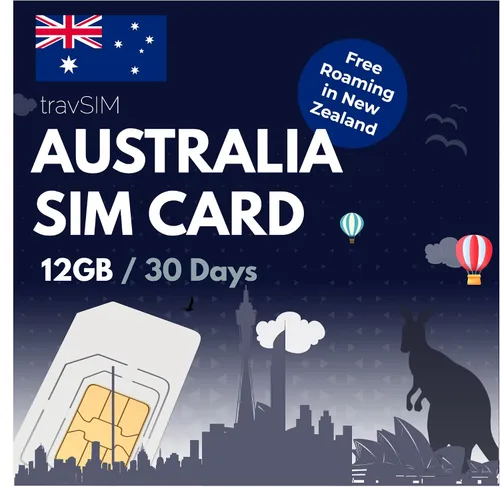 Vista 7 de travSIM Australia SIM Datos móviles de 10 GB a velocidades 4G/5G Roaming gratuito en Nueva Zelanda Funciona en dispositivos iOS y Android