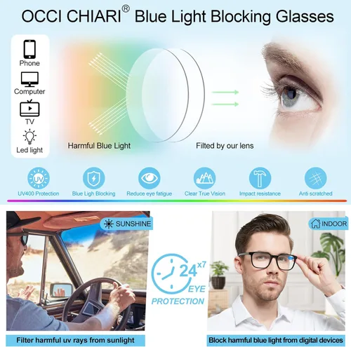 Vista 3 de OCCI CHIARI Lentes de lectura con bloqueo de luz azul para hombres XL cómodos