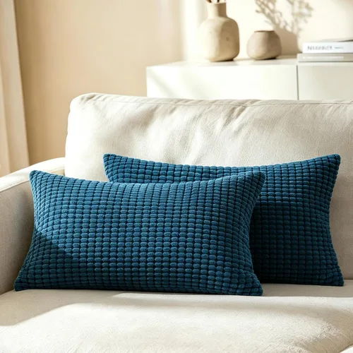 Vista 31 de CaliTime Fundas de Almohada Decorativas Paquete de 2 Cómodas de Pana Acanalada a Rayas Waffle Fundas de Cojines Decorativos para Sofá Cama