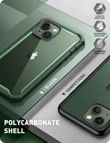 Vista 5 de i-Blason Funda para iPhone 14 (2022) / iPhone 13 (2021) de 6.1 pulgadas con protector de pantalla integrado, parte trasera transparente, parachoques
